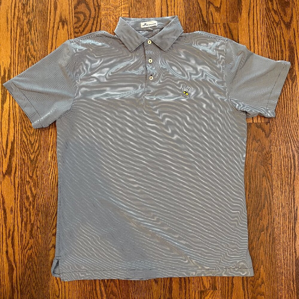 Peter Millar Winged Foot Golf Club Striped Polo Shirt - Mens Medium